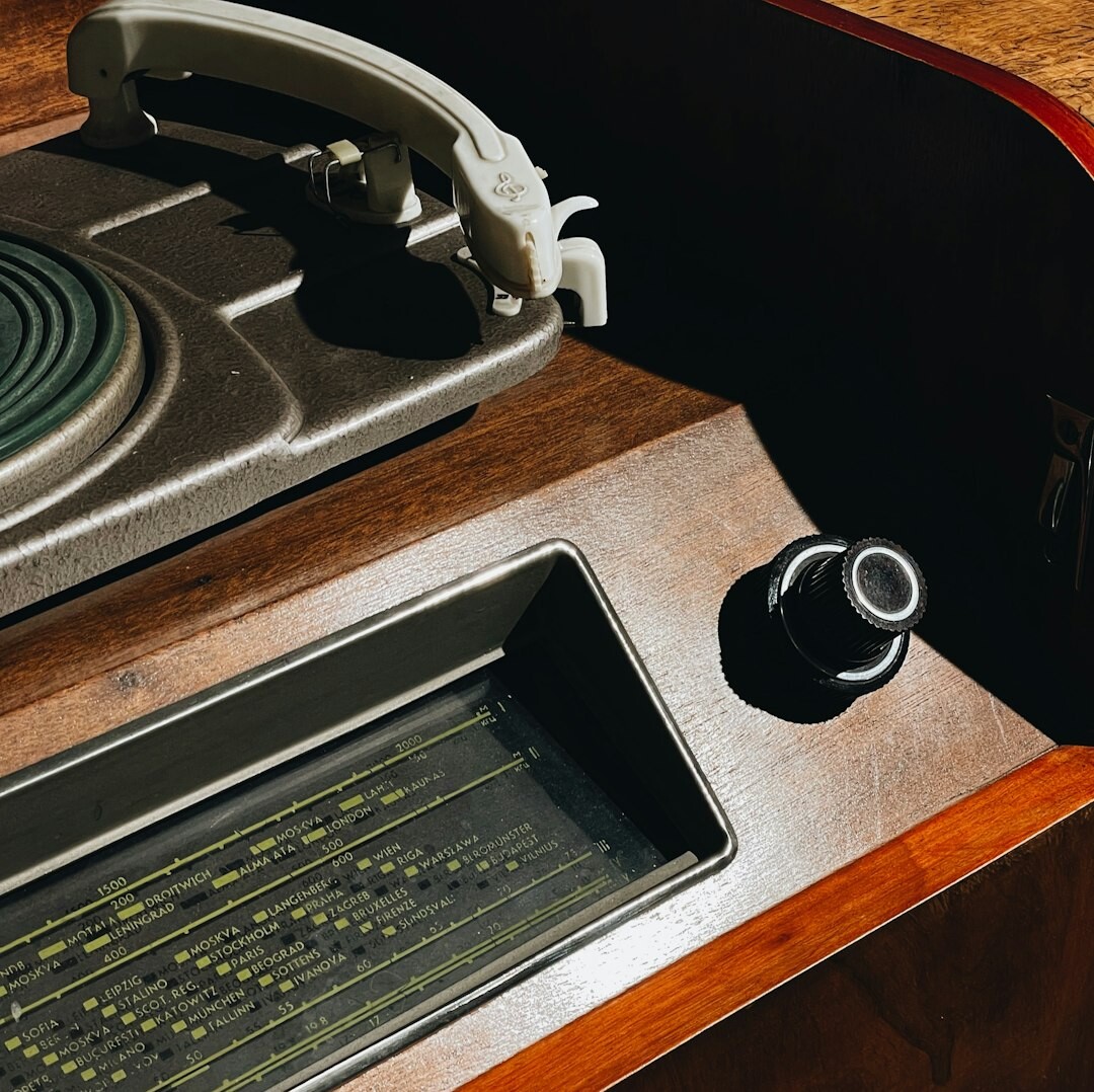 Vintage radio recording studio with a microphone
